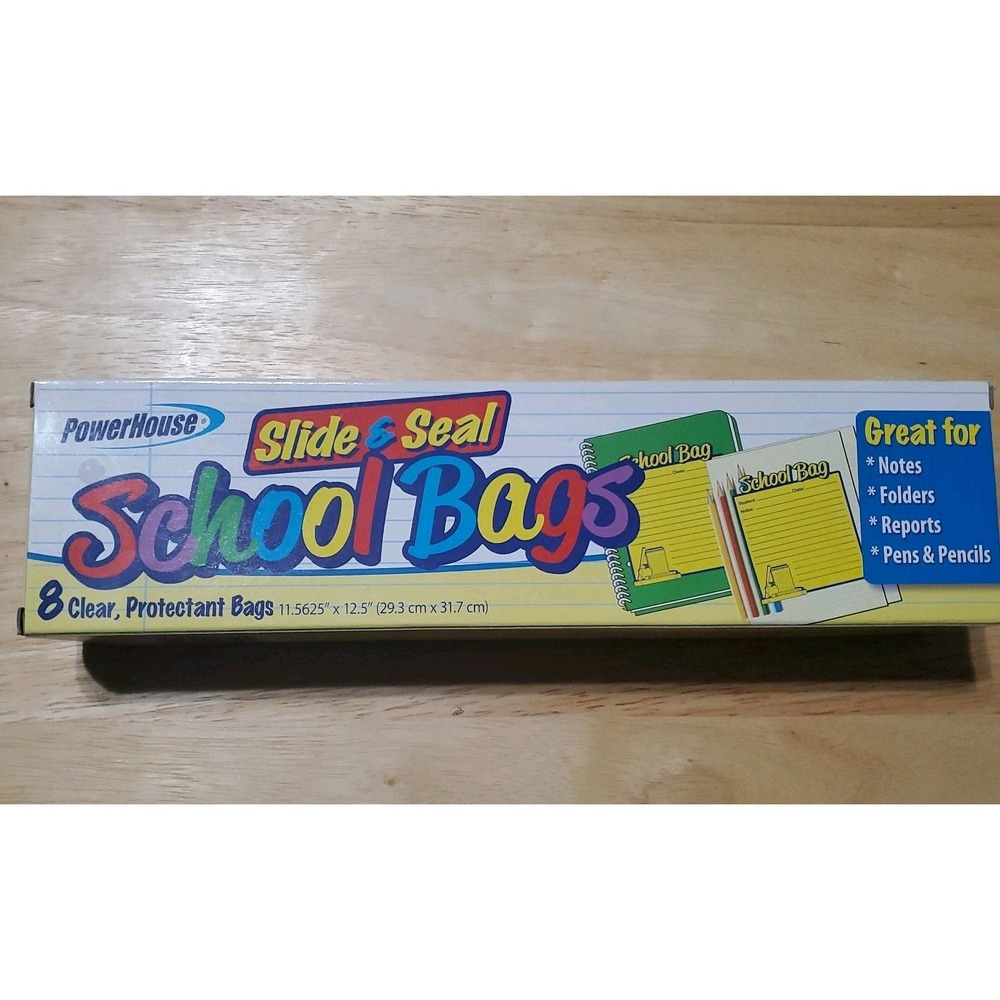 Vtg Powerhouse 8 Clear School Bags Folder Storage Sealed 90s NOS Teacher Student
